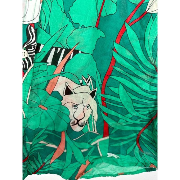 Talbots Jungle Tiger Blouse Top Button Up Womens Medium Petite MP Colorful - Picture 9 of 10